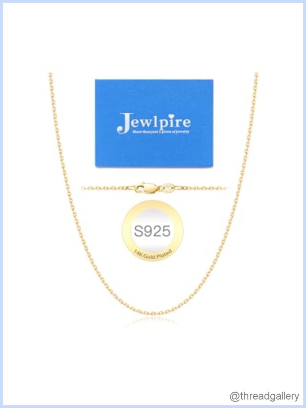 14K Gold Plated 925 Sterling Silver Chain Necklace Women Cable 18 Inch